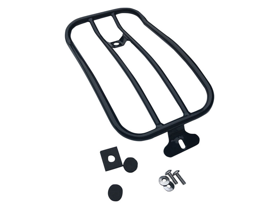 Solo Seat Luggage Rack - Gloss Black. Fits Softail Slim 2018-2021