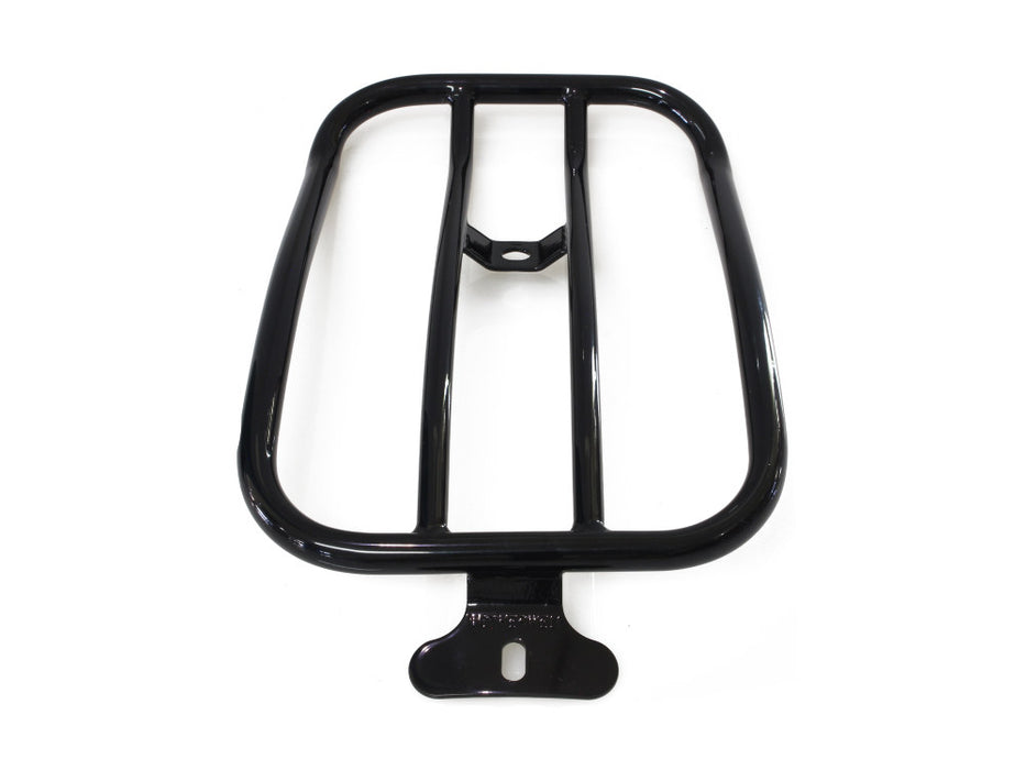Solo Seat Luggage Rack - Gloss Black. Fits FX Softail 2007-2015 & Cross Bones 2008-2011
