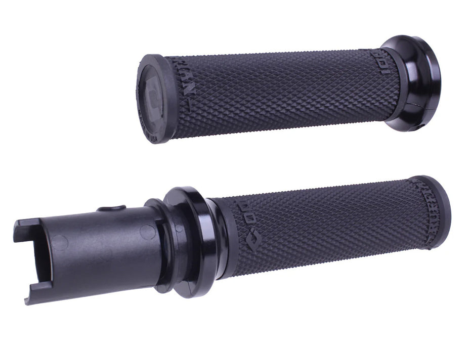 Ruffian Lock-On Handgrips - Black/Black. Fits CVO Touring 2023up, Street Glide & Road Glide 2024up, Touring 2025up & Softail 2025up