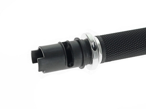 Ruffian Lock-On Handgrips - Black/Silver. Fits CVO Touring 2023up, Street Glide & Road Glide 2024up, Touring 2025up & Softail 2025up