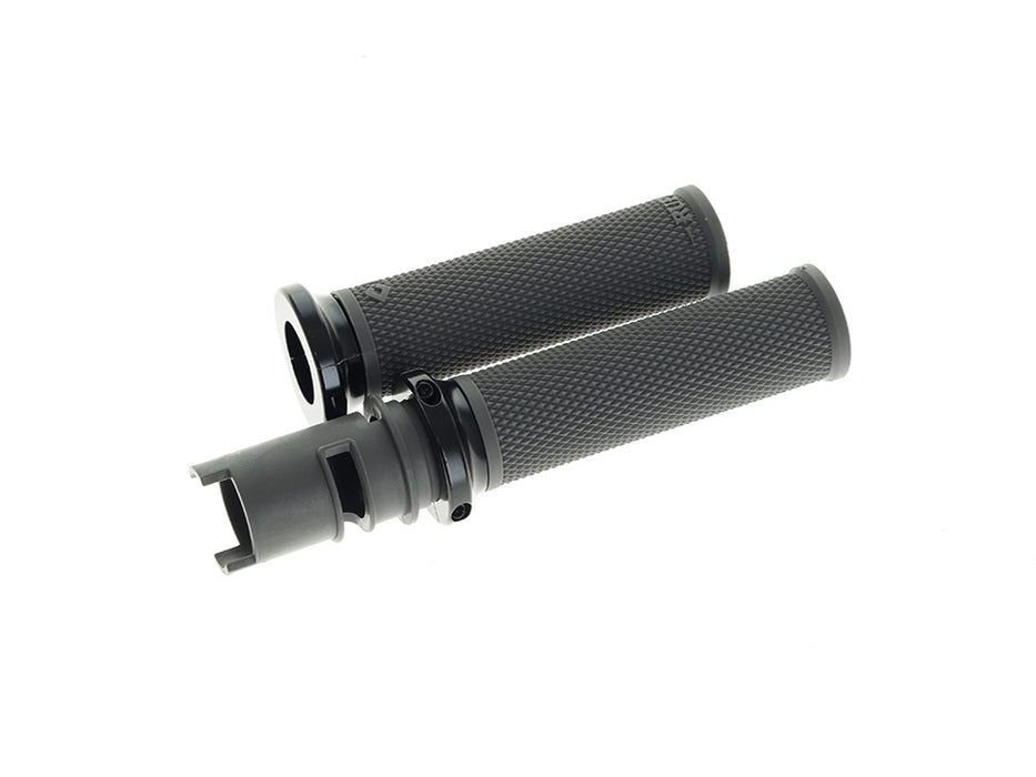Ruffian Lock-On Handgrips - Graphite/Black. Fits CVO Touring 2023up, Street Glide & Road Glide 2024up, Touring 2025up & Softail 2025up
