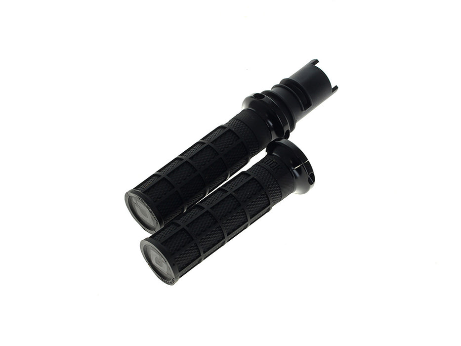 Hart-Luck Full Waffle Lock-On Handgrips - Black. Fits CVO Touring 2023up, Street Glide & Road Glide 2024up, Touring 2025up & Softail 2025up