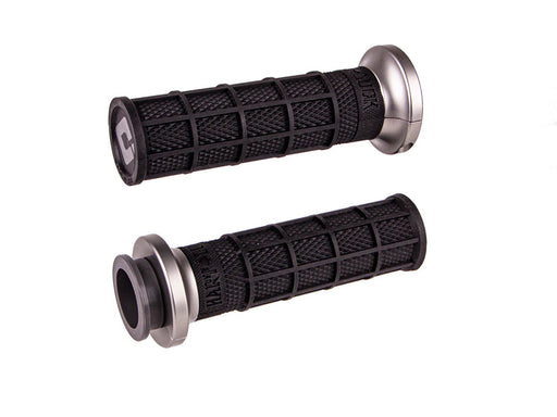 Hart-Luck Full Waffle Lock-On Handgrips - Grey. Fits Big Twin 2008-2024 with Throttle-by-Wire