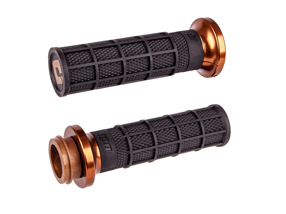 Hart-Luck Full Waffle Lock-On Handgrips – Bronze. Fits Big Twin 2008-2024 with Throttle-by-Wire