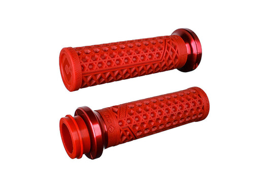Vans Signature Lock-On Handgrips - Red/Red. Fits Big Twin 2008-2024 with Throttle-by-Wire