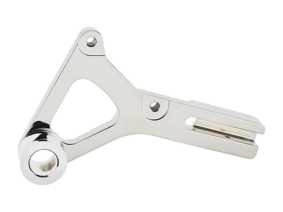 Right Hand Rear Caliper Mount - Chrome. Fits Dyna 2000-2005 with 11.5in. Disc Rotor when using Performance Machine 125x4R Caliper.