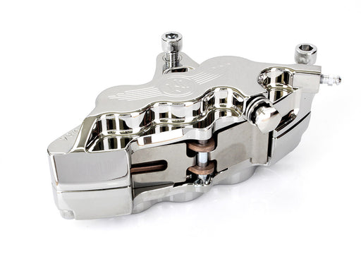 Left Hand Front 6 Piston Caliper - Chrome. Fits most Big Twin 1984-1999 & Sportster 1984-1999 Models with 13in. Disc Rotor.