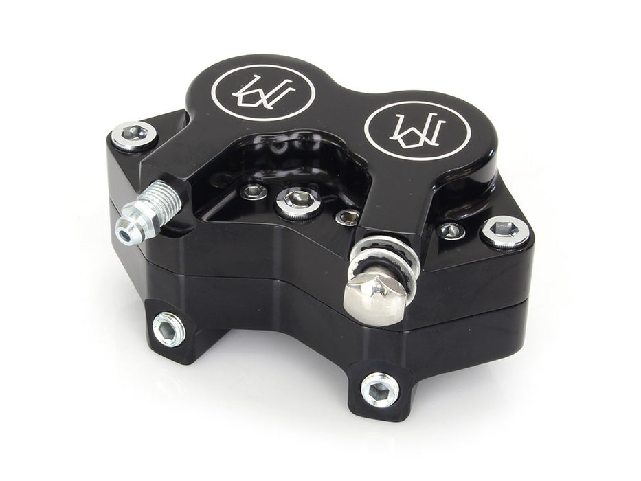 Right Hand Front 4 Piston Caliper - Black Contrast Cut. Fits FXSTS Springer Softail.