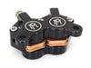 Universal 4 Piston Caliper - Black Contrast Cut. Fits H-D with 11.5in. Disc Rotor.