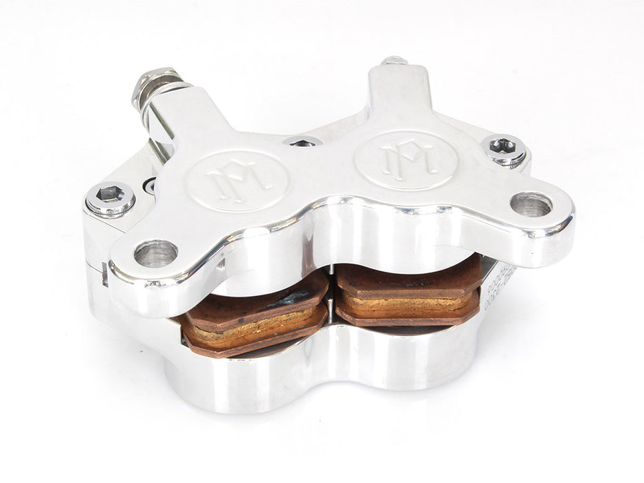 Universal 4 Piston Caliper - Polished. Fits H-D with 11.5in. Disc Rotor.