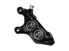 Left Hand Front 4 Piston Caliper - Black Contrast Cut. Fits Softail 2015up, V-Rod 2006-2017, Touring 2008up & Sportster 2014-2021