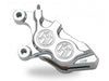 Left Hand Front 4 Piston Caliper - Chrome. Fits Softail 2000-2014, Dyna 2000-2017, Touring 2000-2007 & Sportster 2000-2007 Models with 11.5in. Disc Rotor.