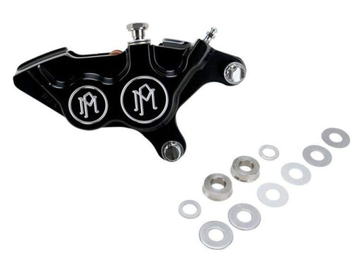 Right Hand Front 4 Piston Caliper - Black Contrast Cut. Fits most Big Twin 2000up & Sportster 2000-2007 Models with 11.5in. Disc Rotor.