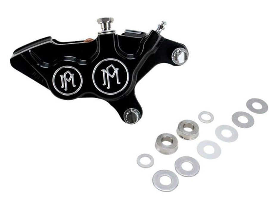 Right Hand Front 4 Piston Caliper - Black Contrast Cut. Fits most Big Twin 2000up & Sportster 2000-2007 Models with 11.5in. Disc Rotor.
