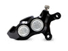 Right Hand Front 4 Piston Race Series Caliper - Black & Chrome. Fits Softail 2015up, V-Rod 2006-2017, Touring Most 2008-2024 & Sportster 2014-2021