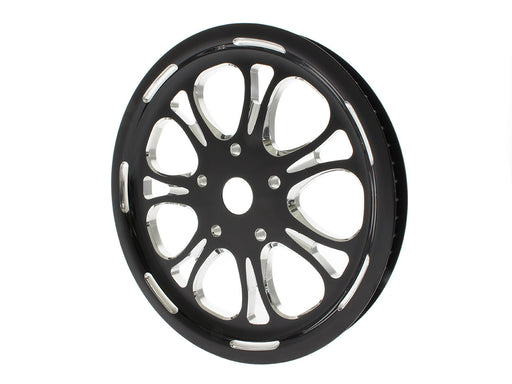 66 Tooth x 1in. wide Paramount Pulley - Black Contrast Cut Platinum. Fits Softail 2012up, Softail 2007up with 150 Rear Tyre & Touring 2007-2008.