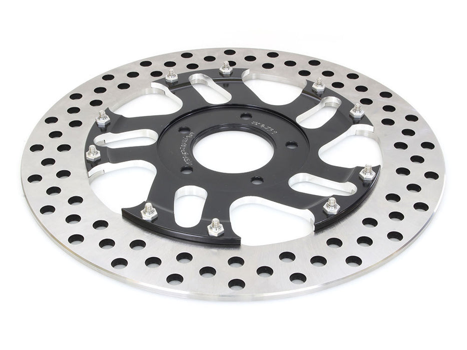 11.5in. Left Hand Front Rival Disc Rotor - Black Contrast Cut Platinum. Fits H-D 1984up with 11-1/2in. Disc Rotor(s).