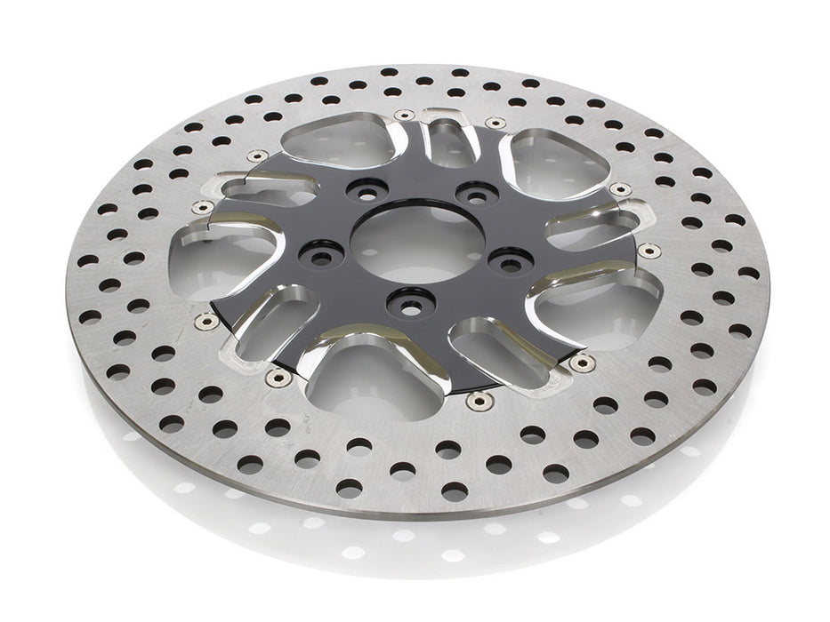 11.5in. Right Hand Front Rival Disc Rotor - Black Contrast Cut Platinum. Fits H-D 1984up with 11-1/2in. Disc Rotor(s).