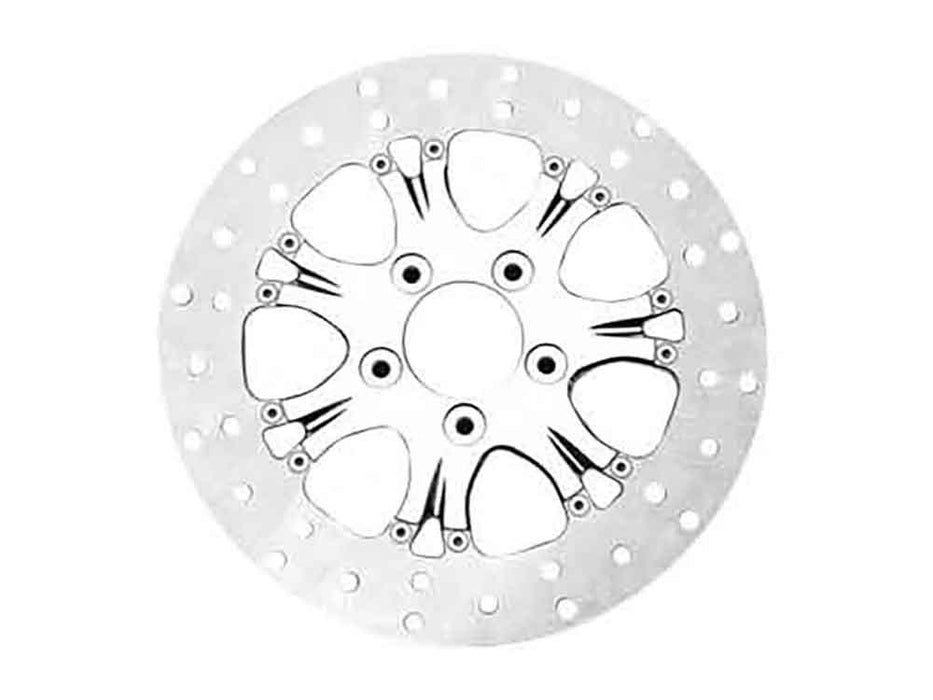 11.8in. Left Hand Front & Right Hand Front Heathen & Paramount Disc Rotor - Chrome. Fits Softail 2015up, Touring 2008up, Dyna 2006-2017 & Sportster 2014-2021