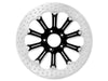 11.8in. Left Hand Front & Right Hand Front Revel Disc Rotor - Black Contrast Cut Platinum. Fits Softail 2015up, Touring 2008up, Dyna 2006-2017 & Sportster 2014-2021