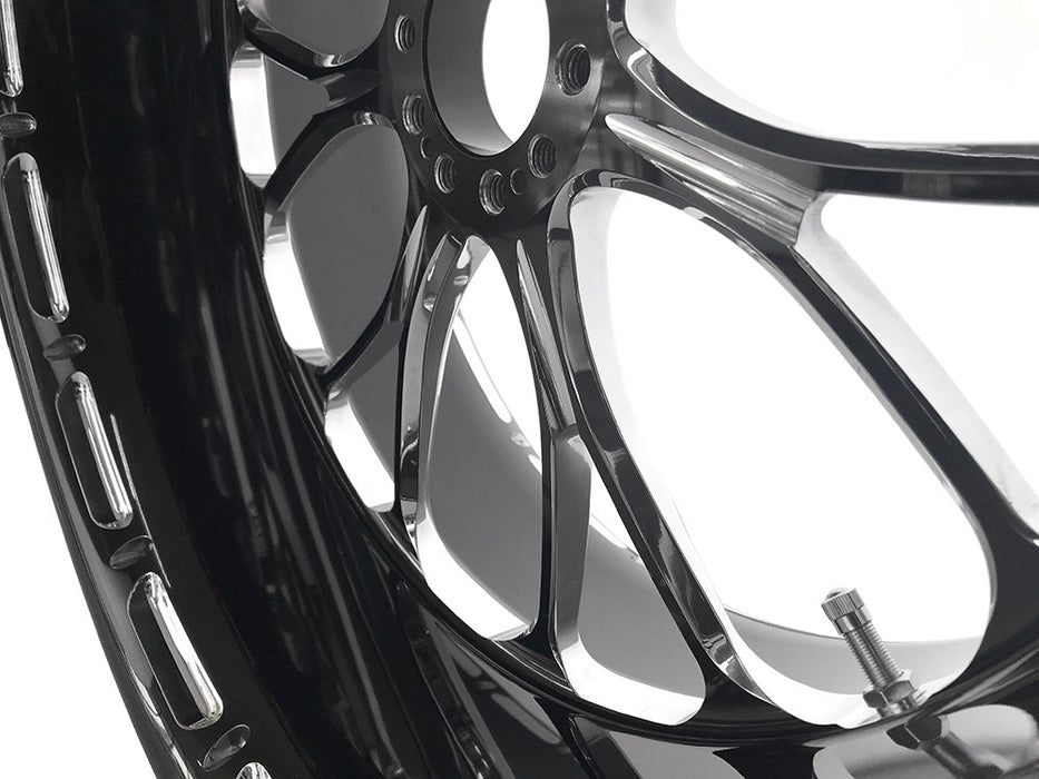 18in. x 8.50in. wide Heathen Wheel - Black Contrast Cut Platinum.