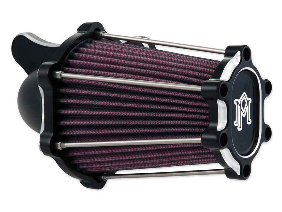 FastAir Air Cleaner Kit - Black Contrast Cut. Fits Big Twin 1993-2017 with CV Carb or Cable Operated Delphi EFI