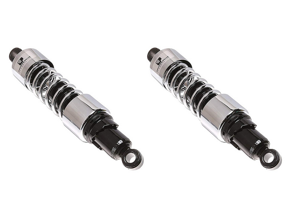 PROGRESSIVE SUSPENSION - 412 Series, 13.5in. Heavy Duty Spring Rate Shock Absorbers – Chrome. Fits Touring 1980-2005, Sportster 1979-2003 & FXR 1982-1994.