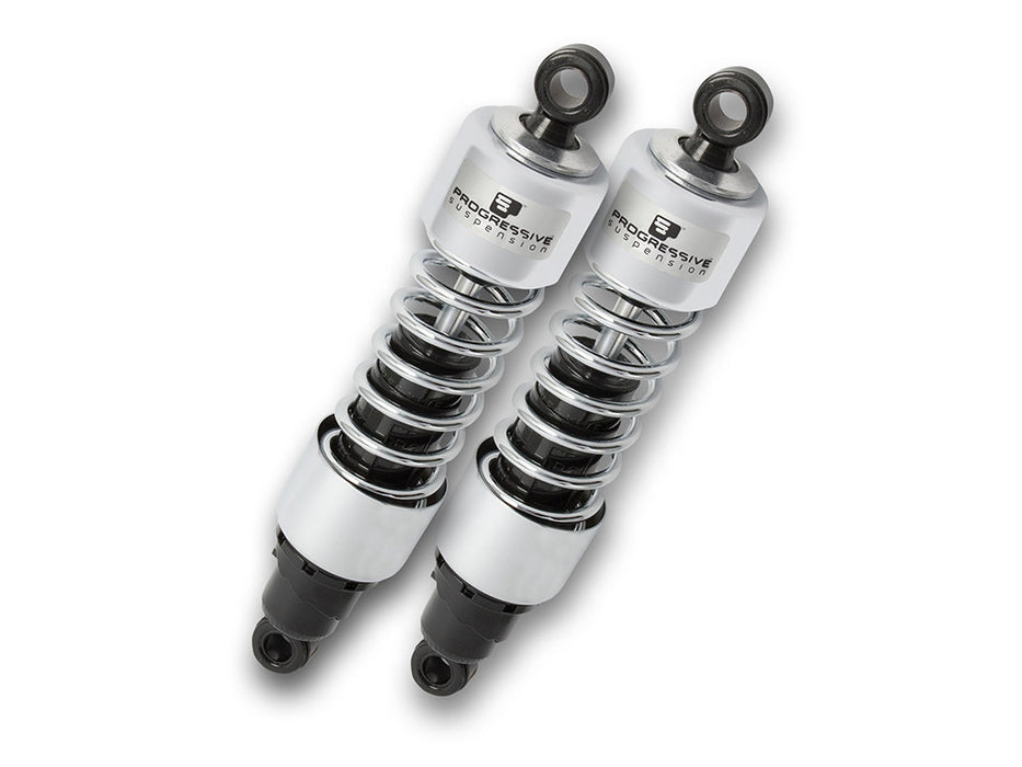412 Series, 11.5in. Standard Spring Rate Rear Shock Absorbers - Chrome. Fits Touring 1980-2005, Sportster 1979-2003 & FXR 1982-1994.