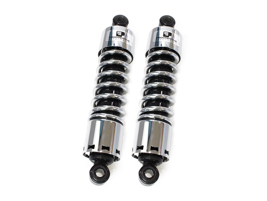 412 Series, 12in. Rear Shock Absorbers - Chrome. Fits 4Spd Big Twin 1973-1986
