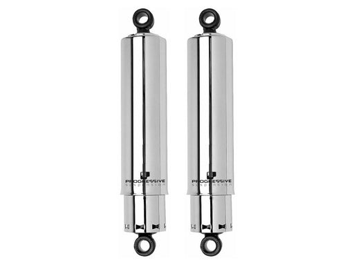 412 Series, 11in. Standard Spring Rate Rear Shock Absorbers with Full Covers -Chrome. Fits Dyna 1991-2017.