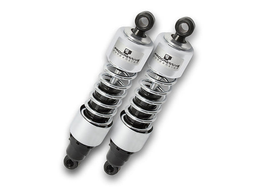 412 Series, 12in. Heavy Duty Spring Rate Rear Shock Absorbers - Chrome. Fits Dyna 1991-2017.
