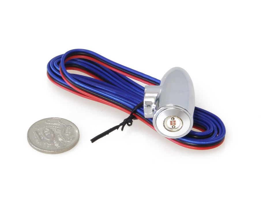 Lightning Bullet Mini Strut Lights with Amber LED - Chrome.