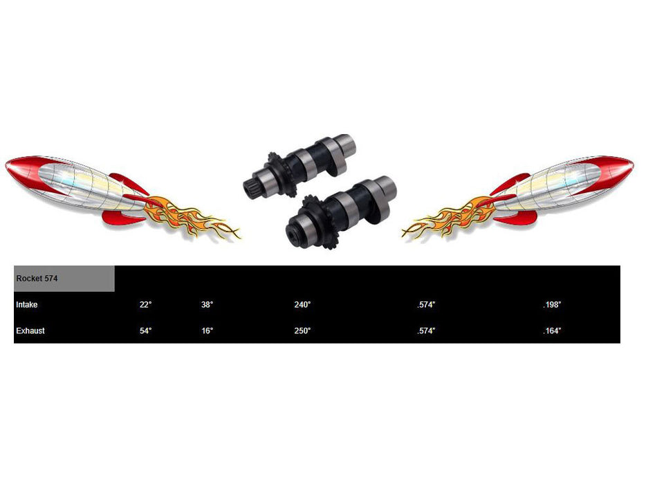 574CE Chain Drive Easy Start Camshafts. Fits Dyna 2006 & Twin Cam 2007-2017.