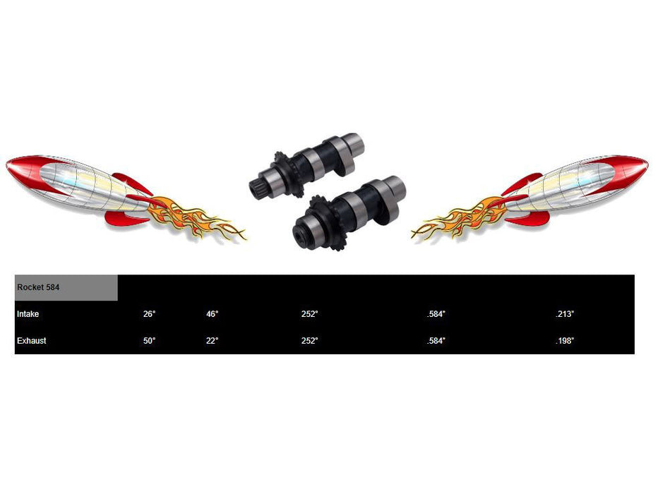 584CE Chain Drive Easy Start Camshafts. Fits Dyna 2006 & Twin Cam 2007-2017.