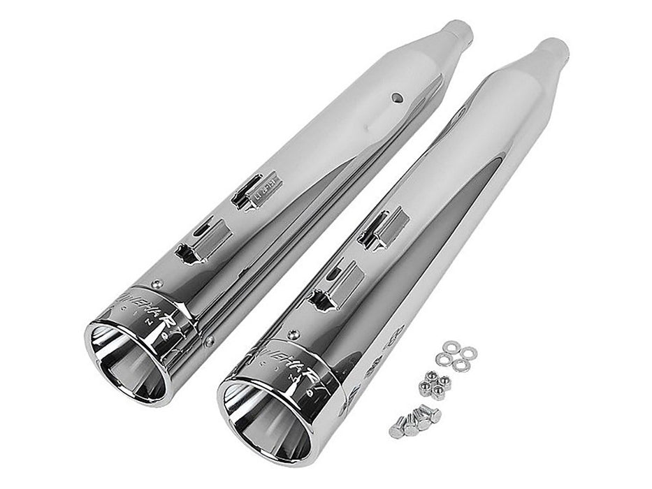 RINEHART RACING 4" Slip-On Mufflers – Chrome with Chrome End Caps. Fits Touring 1995-2016 & Trike 2017-2020