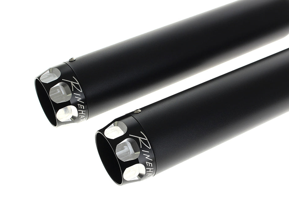3in. Slip-On Mufflers - Black with Black Scalloped End Caps. Fits Dyna 1995-2017