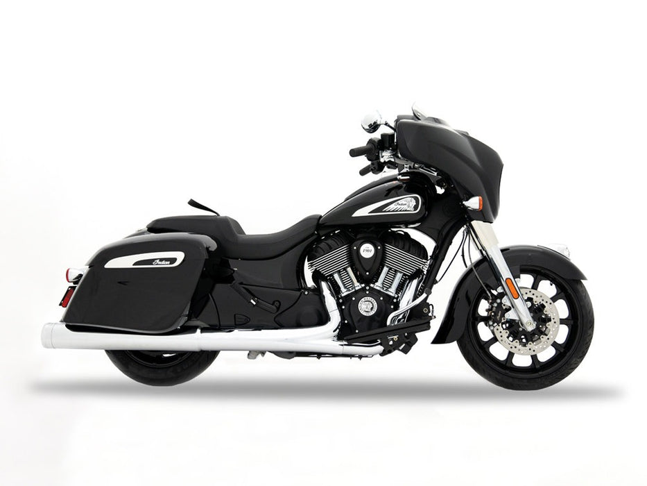 RINEHART RACING 4.5" Slip-On Mufflers – Chrome with Chrome End Caps. Fits Indian Big Twin 2014up with Hard Saddle Bags