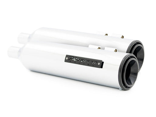 4-1/2in. HP45 Slip-On Short Race Inspired Mufflers - Chrome with Black End Caps. Fits Touring 2017up.