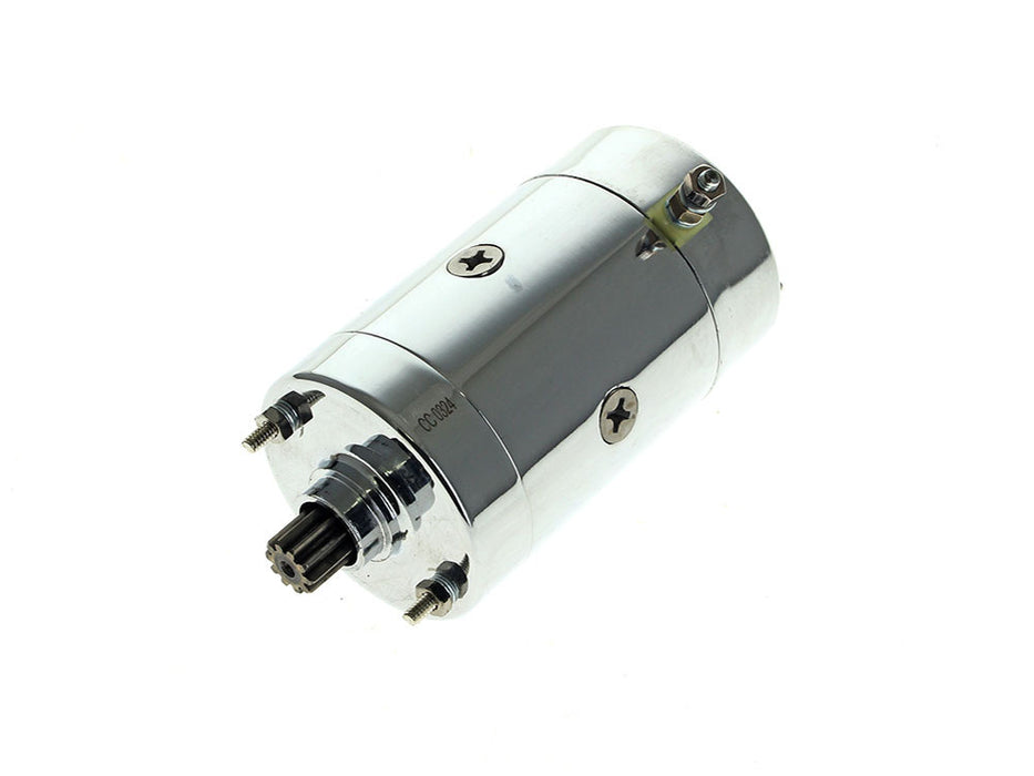 1.0kw Hitachi Starter Motor - Chrome. Fits Most Big Twin 1970-1988 & Sportster 1974-1976
