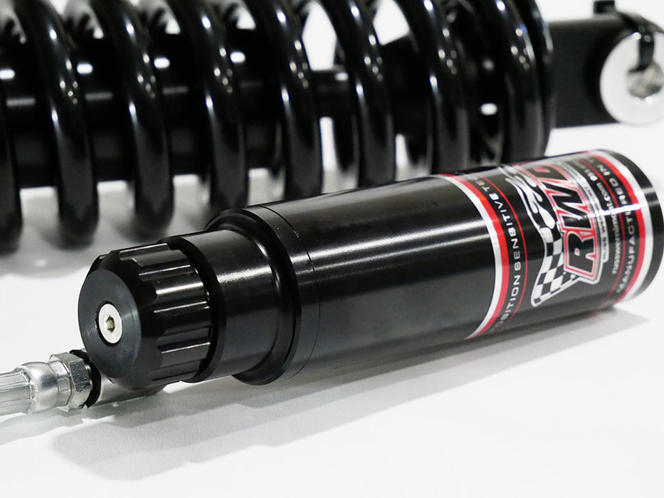 13.5in. RS-2 Piggyback Rear Shock Absorbers with Standard Spring Rate - Black. Fits Softail 2018up.