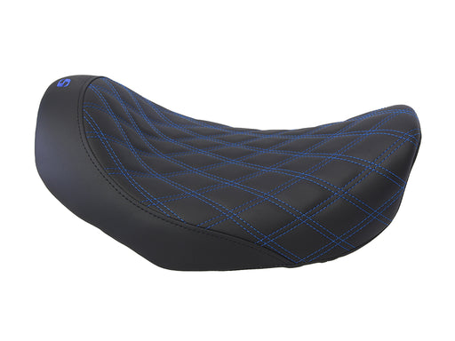 Renegade LS Solo Seat with Blue Double Diamond Stitch. Fits Dyna 2006-2017.