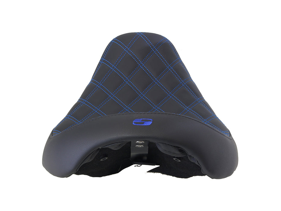 Renegade LS Solo Seat with Blue Double Diamond Stitch. Fits Dyna 2006-2017.