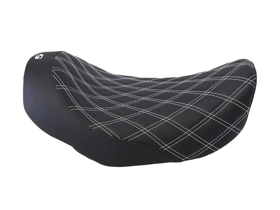 Renegade LS Solo Seat with White Double Diamond Stitch. Fits Dyna 2006-2017.
