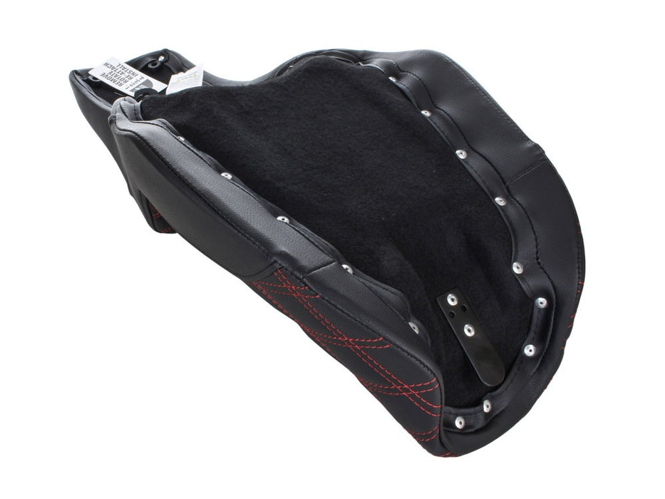 SADDLEMEN Step-Up LS Dual Seat With Red Double Diamond Lattice Stitch. Fits Dyna 2006-2017