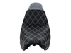 Step-Up LS Dual Seat with White Double Diamond Lattice Stitch. Fits Dyna 2006-2017.