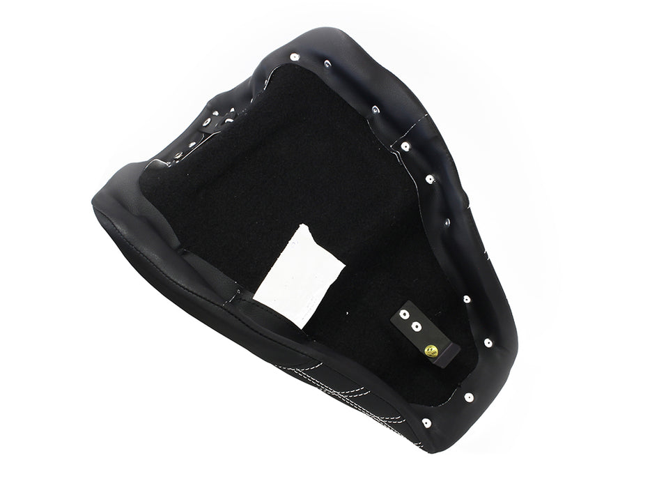 Renegade LS Solo Seat with White Double Diamond Stitch. Fits Softail 2008-2017 with 150 OEM Rear Tyre.
