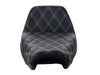 Step-Up LS Dual Seat with White Double Diamond Lattice Stitch. Fits Sportster 2004-2021 with 4.5 Gallon Fuel Tank.