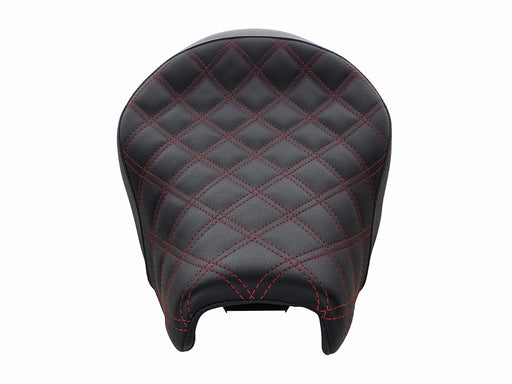 Renegade LS Solo Seat with Red Double Diamond Lattice Stitch. Fits Sportster 2004-2021 with 3.3 Gallon Fuel Tank.
