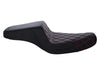 Step-Up LS Dual Seat with Red Double Diamond Lattice Stitch. Fits Sportster 2004-2021 with 3.3 Gallon Fuel Tank.