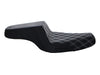 Step-Up LS Dual Seat with White Double Diamond Lattice Stitch. Fits Sportster 2004-2021 with 3.3 Gallon Fuel Tank.